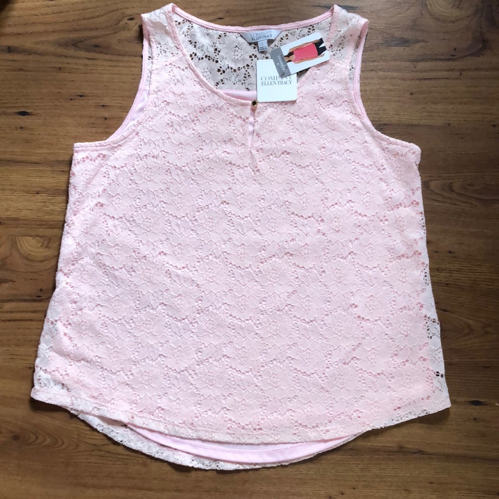 NWT ELLEN TRACY lace sleeveless top Size L